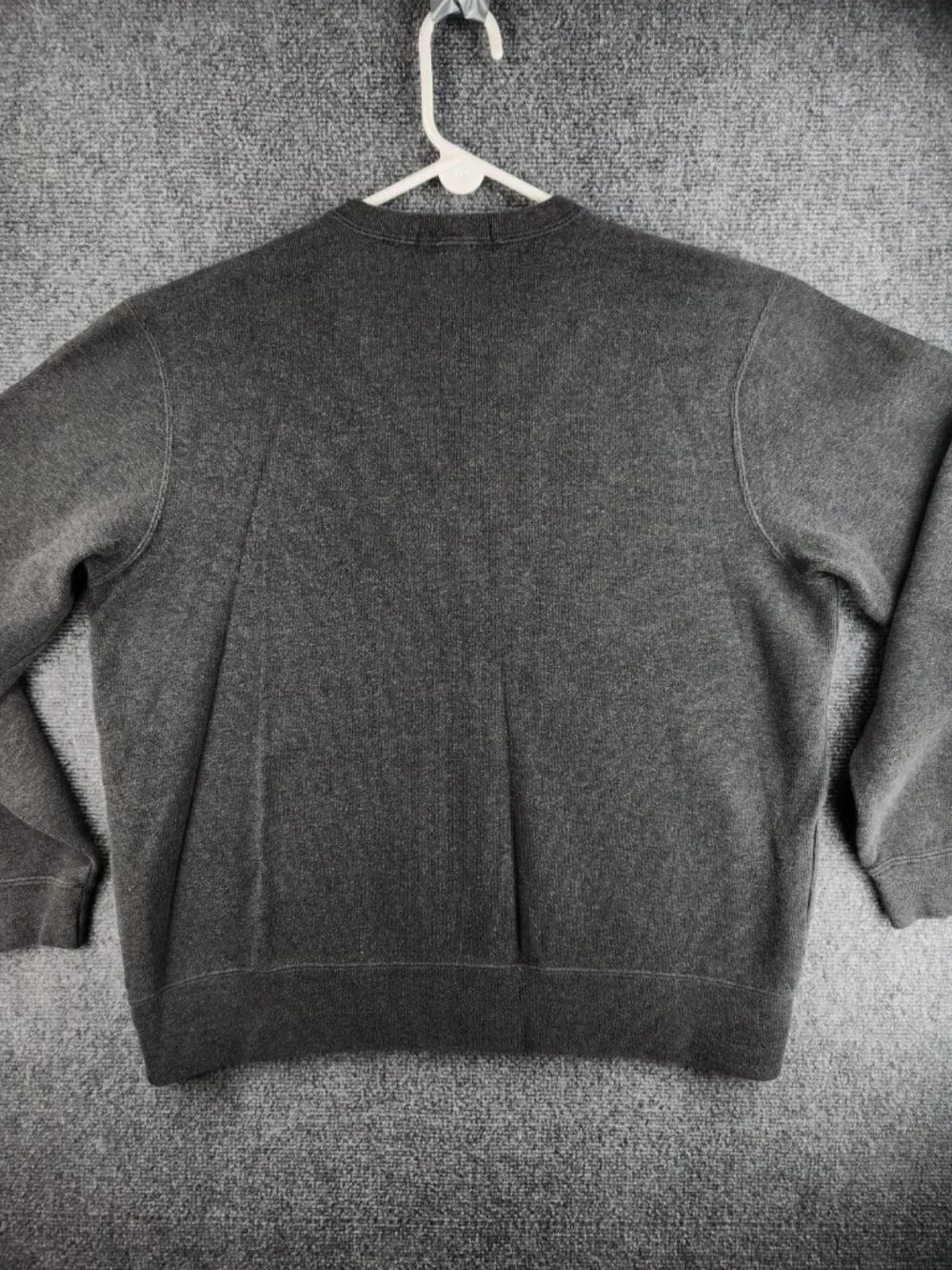 Polo Ralph Lauren Mediumweight Large Knit Gray Cotton V Neck Sweater Pony Logo